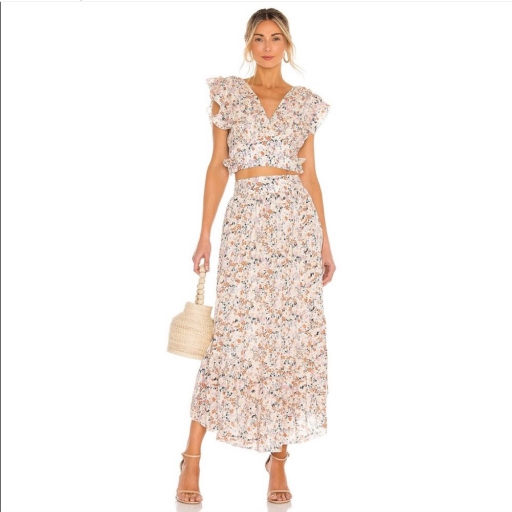 Free People Pretty Dayz maxi skirt set in ivory combo Size XS